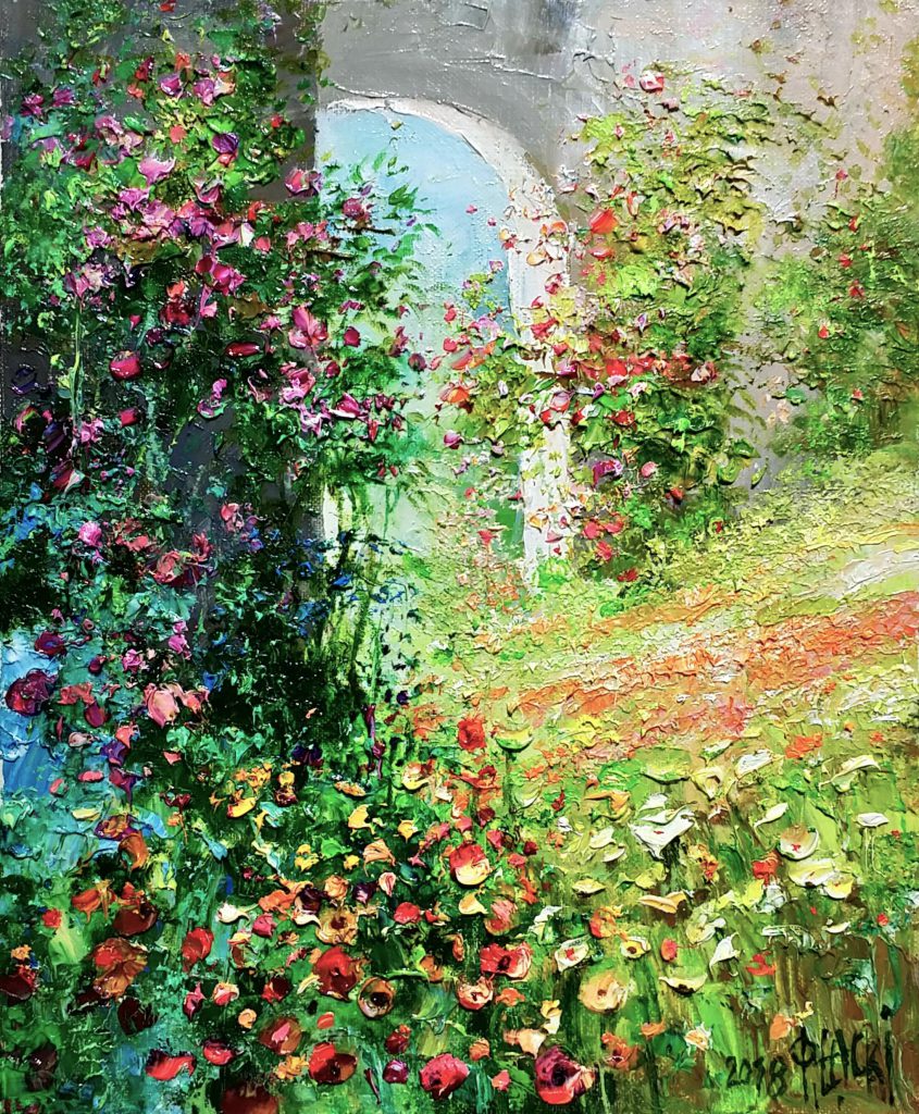 【F0号】アーティチョークの花 原画 油絵 ウォンツキー Pawel LACKI 油絵「春の花」F15号 サインあり 2005年製作